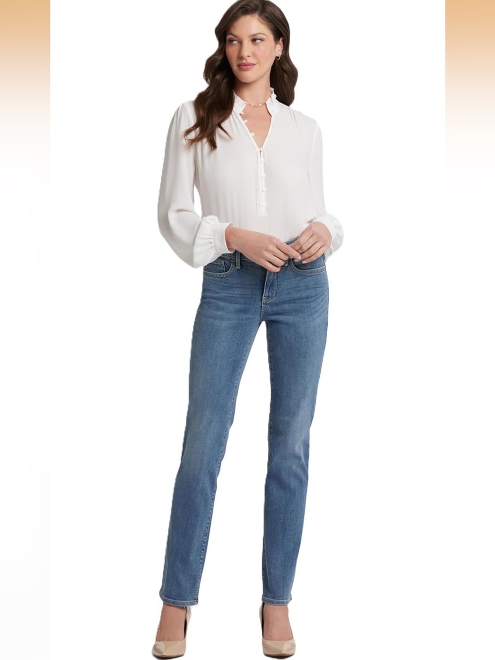 NYDJ Petite Marilyn Straight Jeans In Premium Lightweight Denim. 2092/7-4